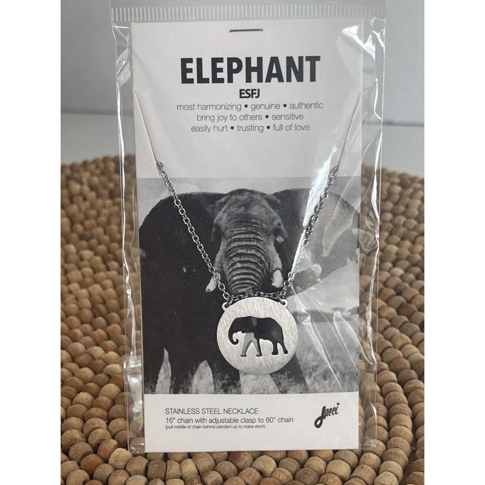 New JAECI Elephant Charm Stainless Steel Necklace Adjustable Elephant Lover Gift